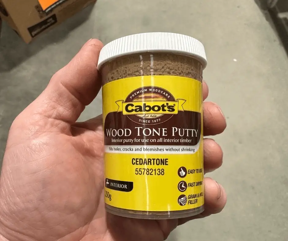 Cabot’s Wood Tone Putty is a wood filler designed for decks