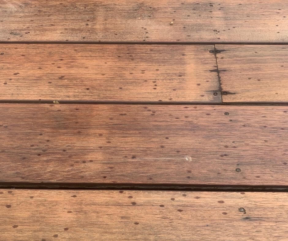Rain after sanding deck