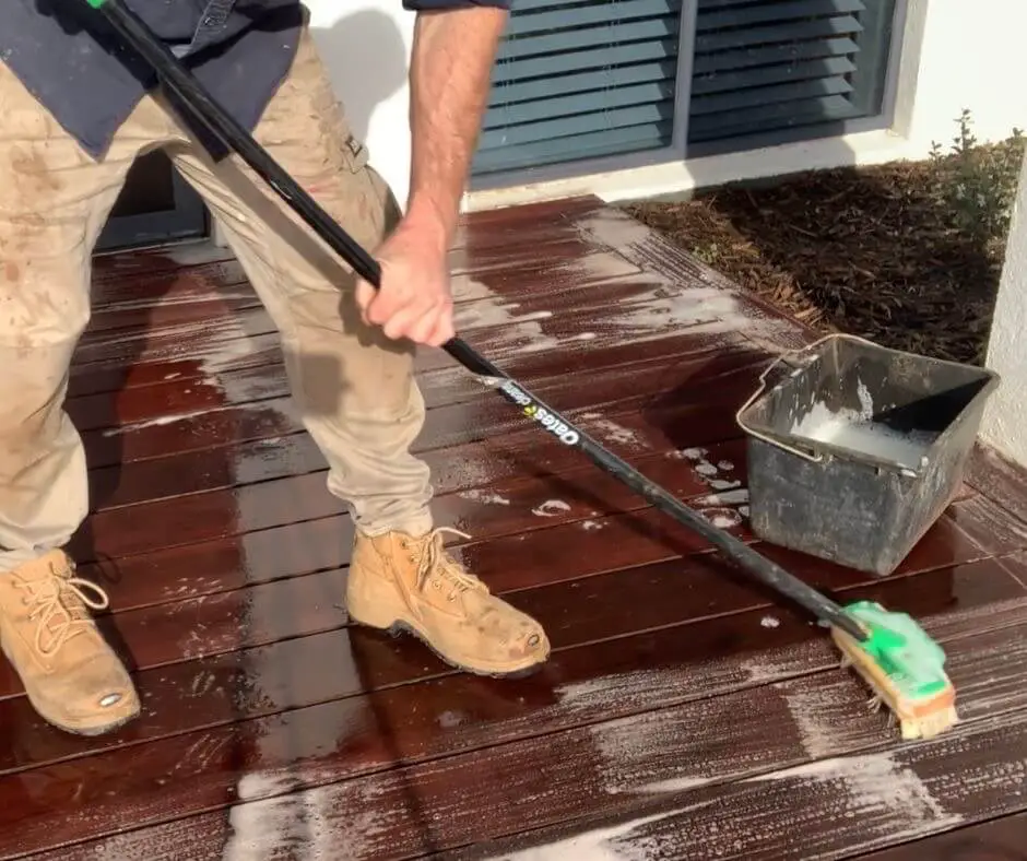 Scrub deck before cleaning