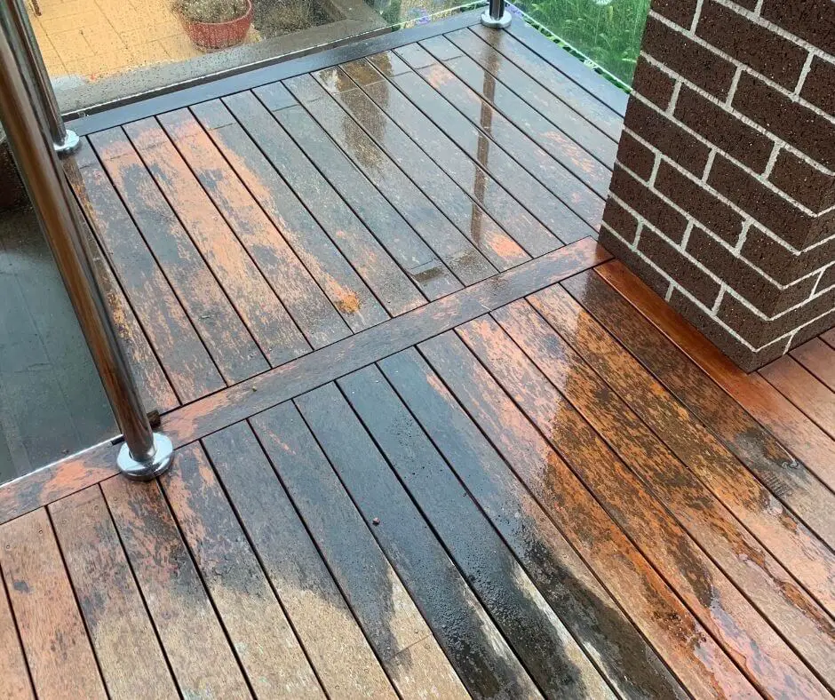 sanding wet wood deck