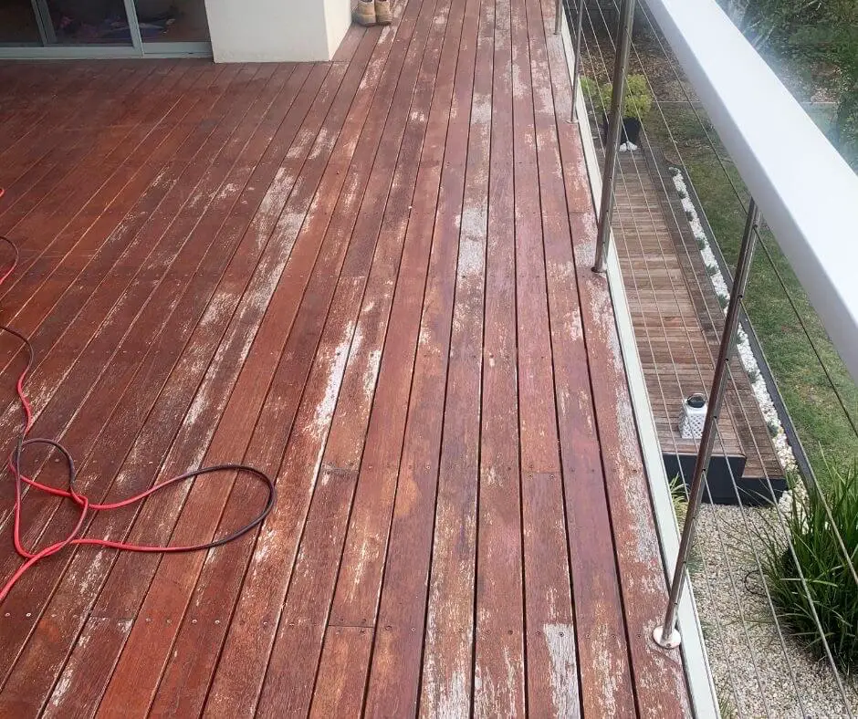 It’s too late to stain a peeling deck