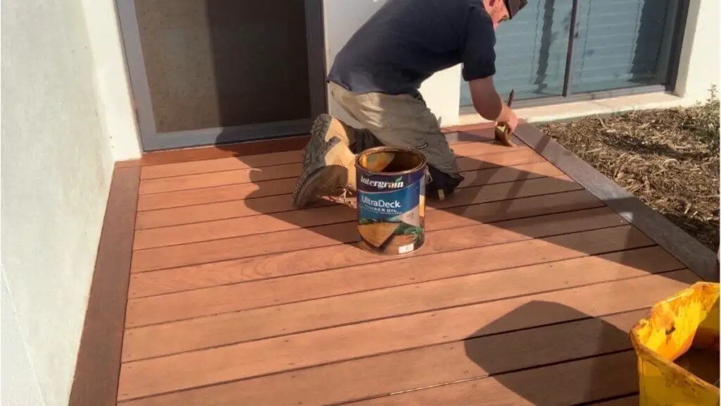 Cut in 2 boards at a time when oiling decking