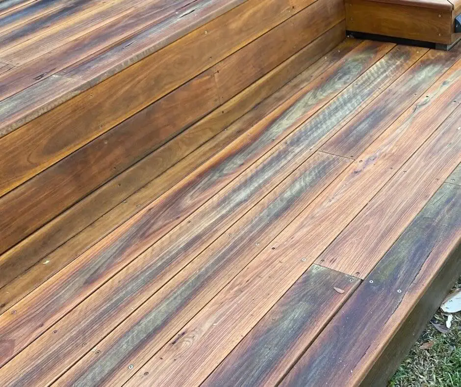 Result of a sanding a deck with a drum sander