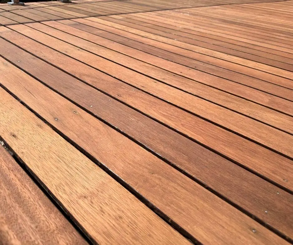 Results of sanding a deck with a belt sander